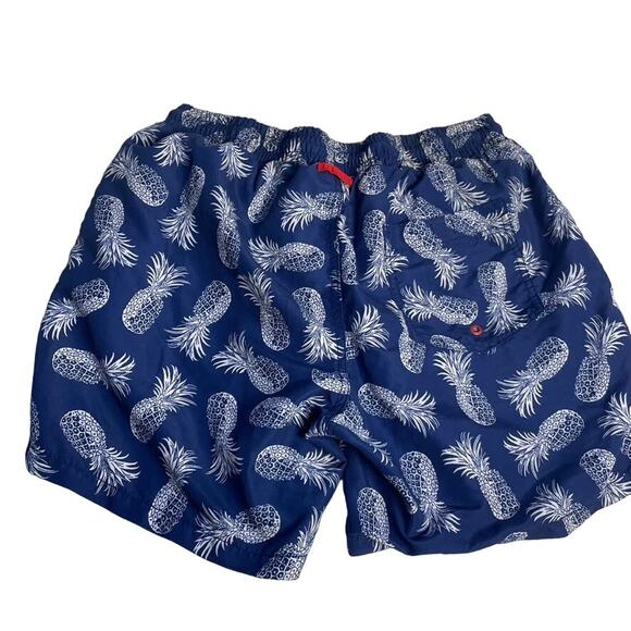 EXPRESS Pineapple Pull On Elastic Swim Trunks Shorts Blue Red White Medium - Picture 4 of 4